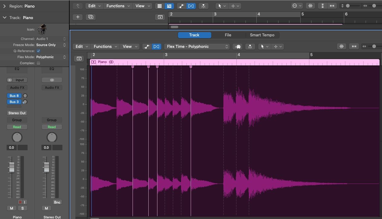 Flex markers and Transients in Logic Pro X