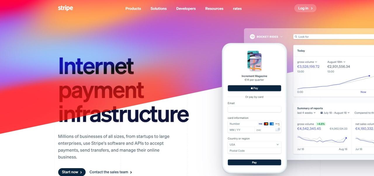 Screenshot of Stripe Homepage