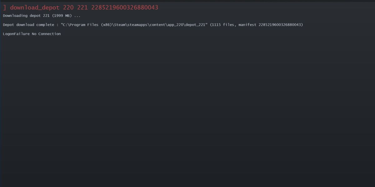 screenshot of steam console download when finished