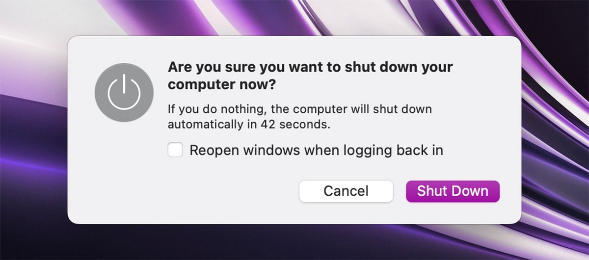 Shut Down Pop-up on Mac