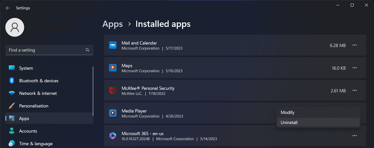 Uninstall Microsoft 365 in Windows 11