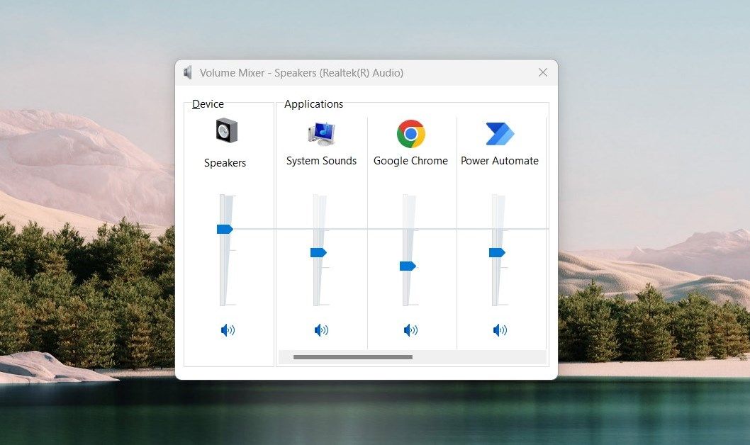 Volume Mixer in Windows 11