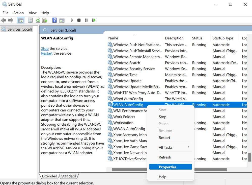 Access the WLAN AutoConfig service