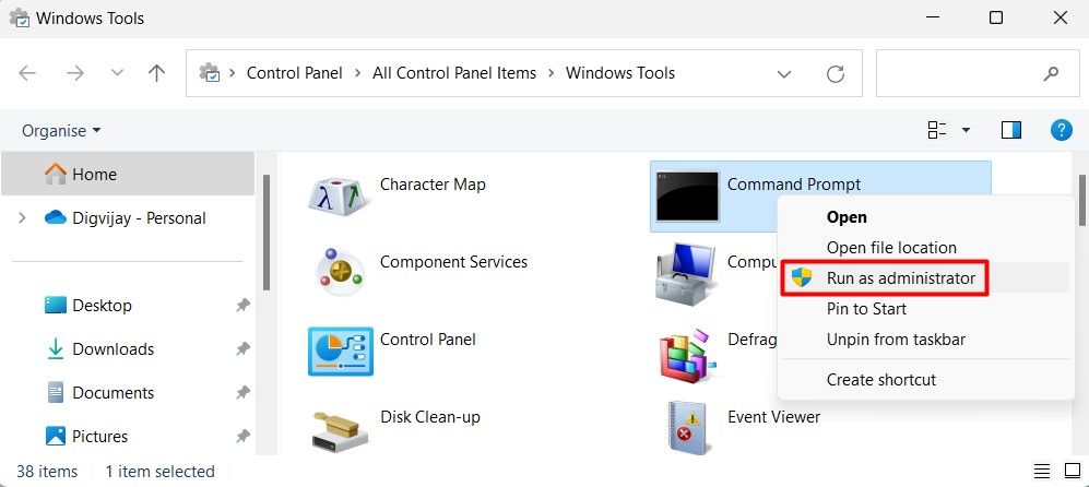 Run Command Promp Via Start Menu