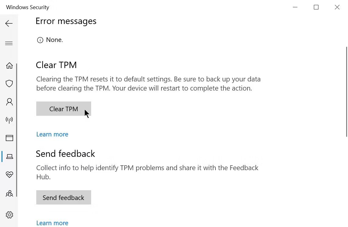 Clear TPM on Windows