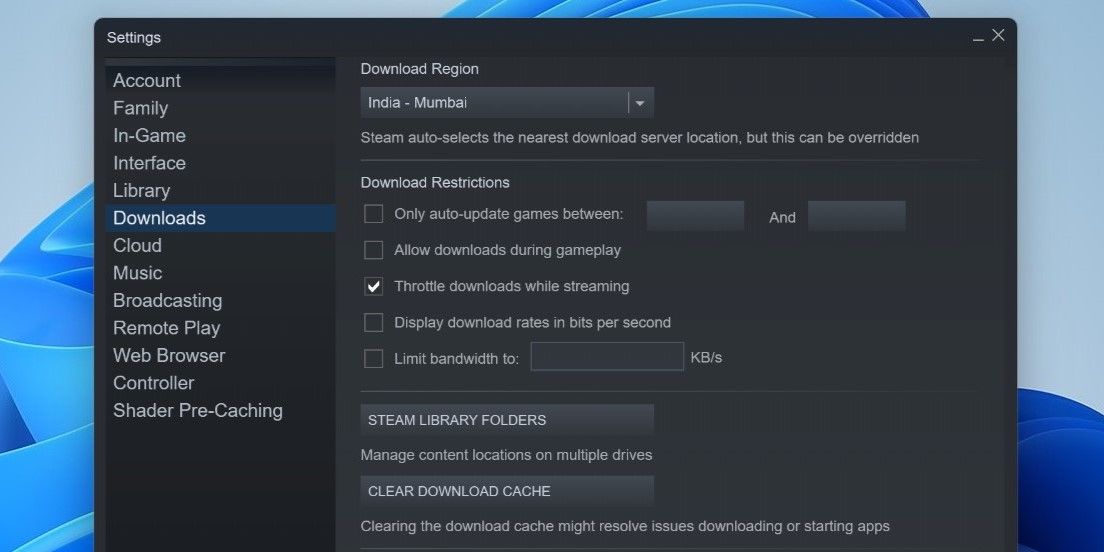 Clear Steam Download Cache