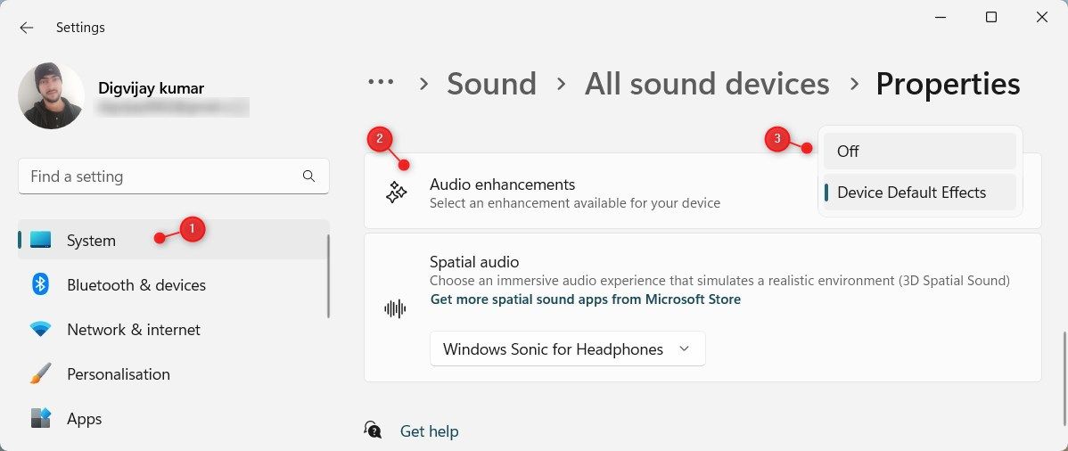 Disable Audio Enhancements Using Settings