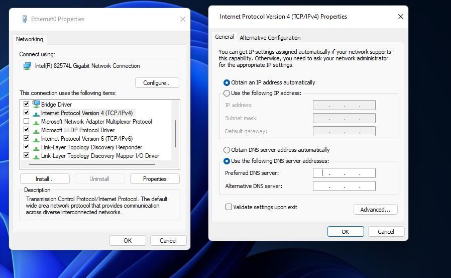 DNS server settings 