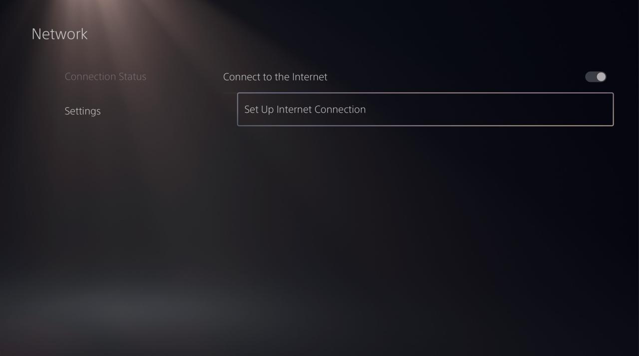 head to network settings and select set up internet connection