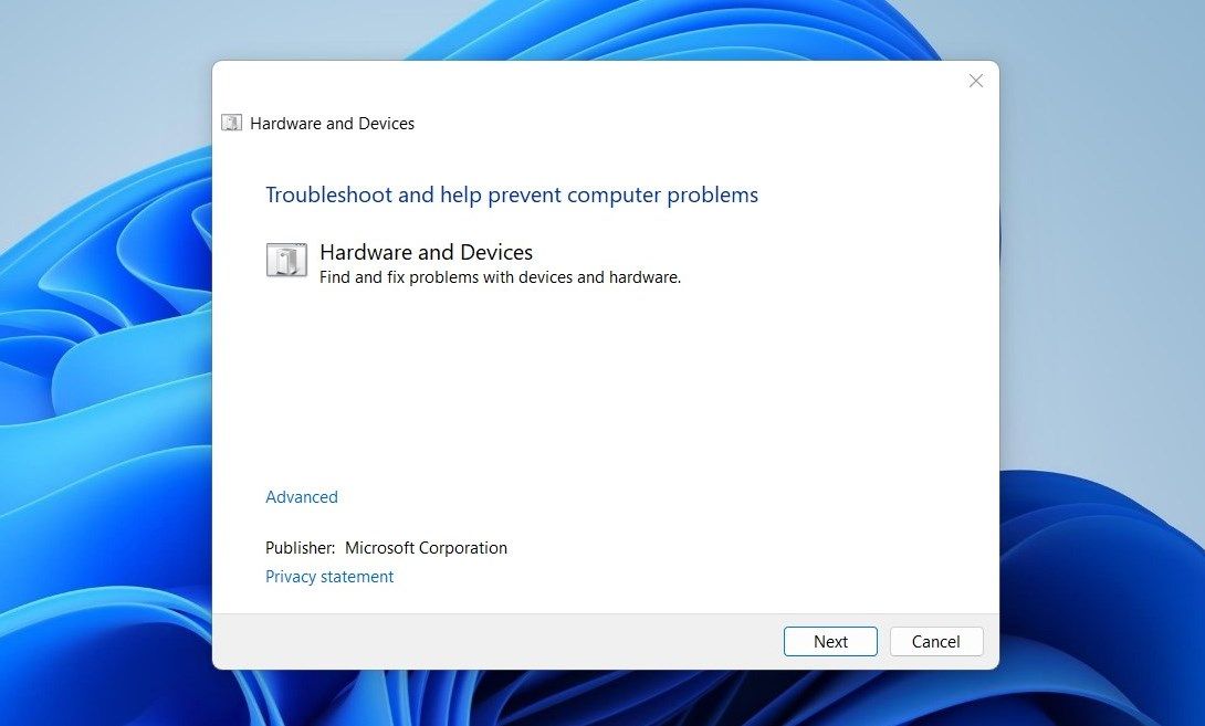 Run the Hardware and Devices Troubleshooter