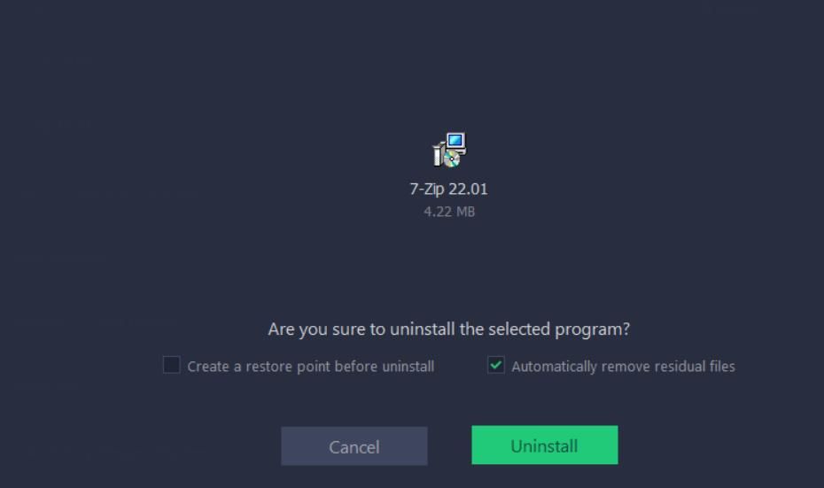 The Uninstall button in IObit Uninstaller