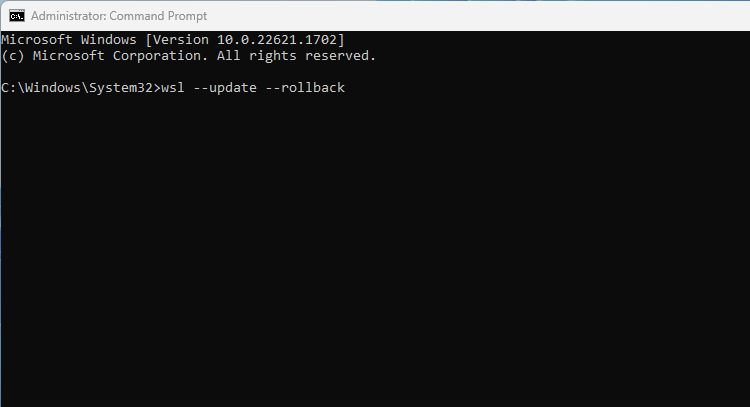 Rolling back a WSL update in command prompt